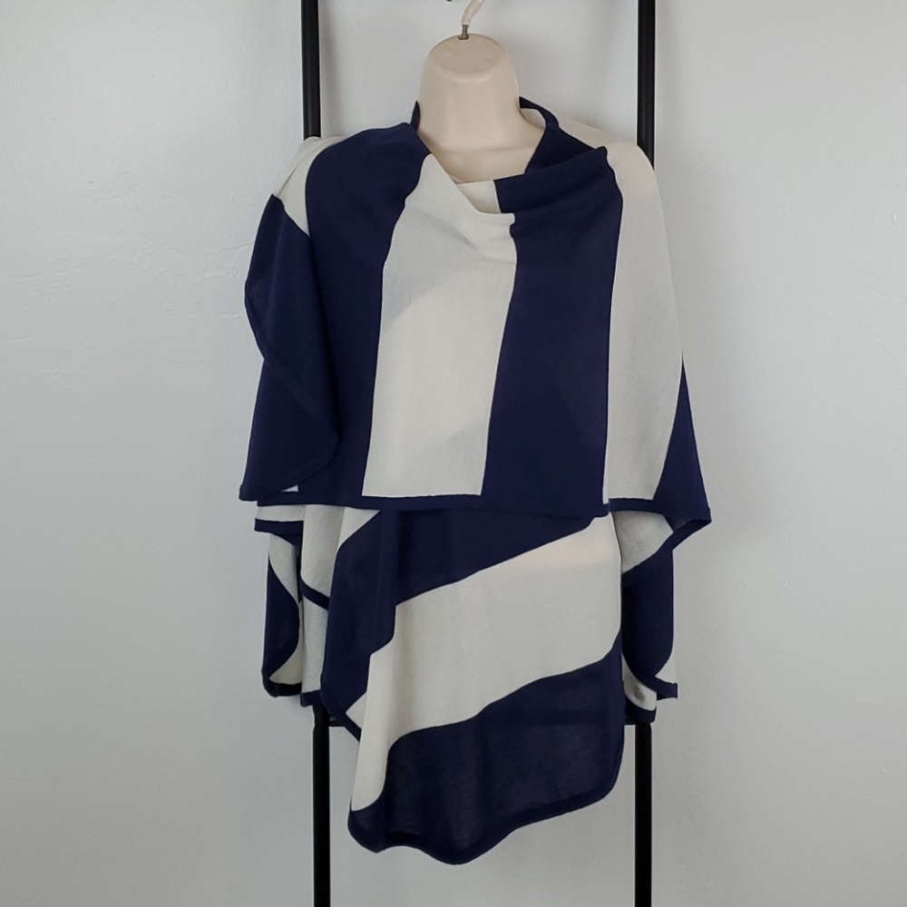 Seaton poncho sweater cashmere strips women one size